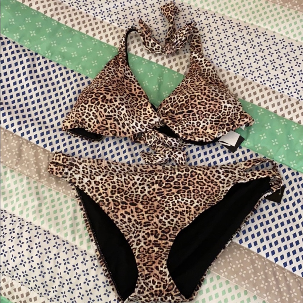 Plus sized WSWIM cheetah caged bikini -2X